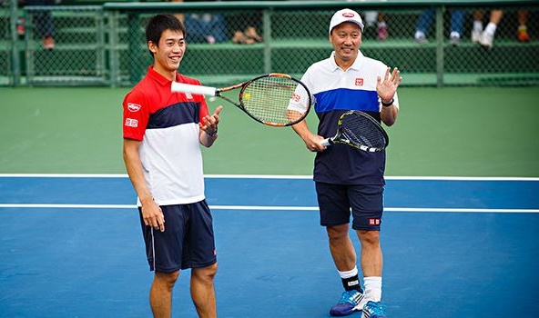 Kei Nishikori and Michael Chang: Having a good moment on the court.