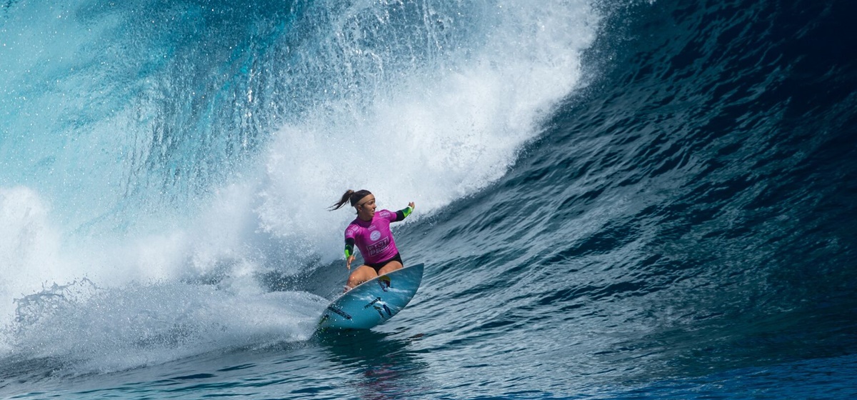 Sally Fitzgibbons: After perforating her eardrum in the second round of the Fiji Pro in Tavarua, she comes back and faces another big wave.