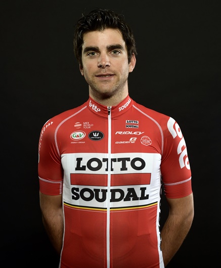 Tony Gallopin: Cyclist with the colors of Lotto Soudal.