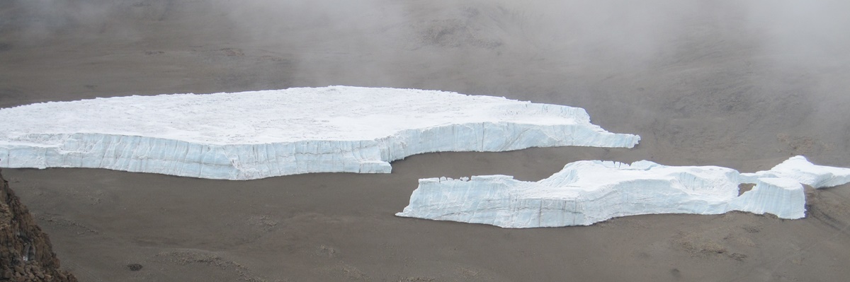 The ancient glaciers in the crater of Kilimanjaro.