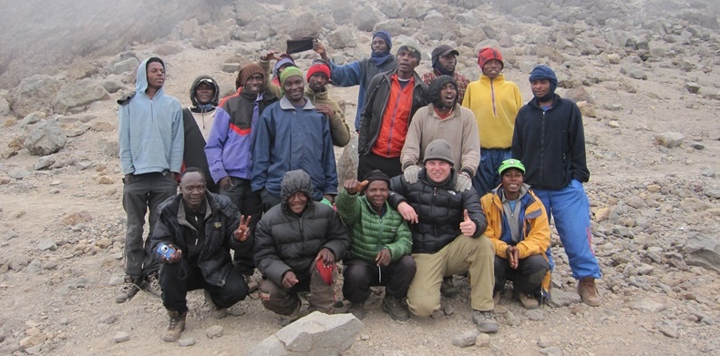 The team at Arrow Glacier Camp.